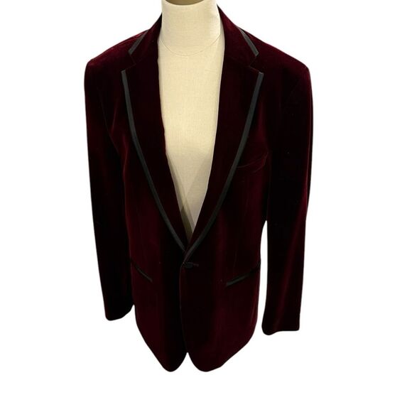 Alan Flusser Burgundy and Black trim Blazer EUC Men’s size 40 Regular Beautiful - Picture 7 of 10